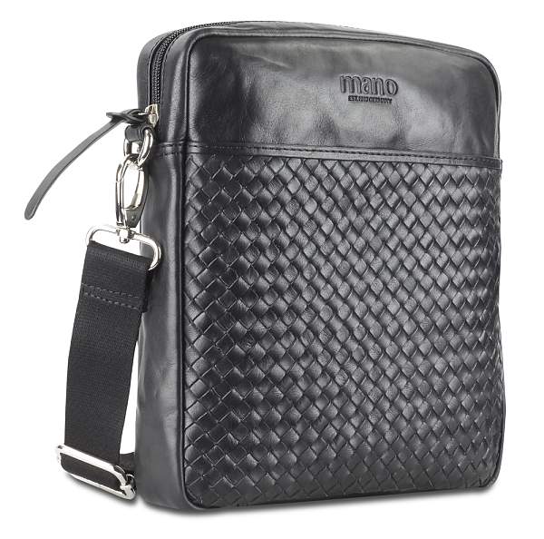 Сумка через плечо Mano "Don Luca", натуральная кожа в черном цвете, 23 х 26,5 х 4,5 см M191945801 MANO 1919, Артикул: M191945801 фото №1