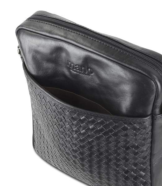 Сумка через плечо Mano "Don Luca", натуральная кожа в черном цвете, 23 х 26,5 х 4,5 см M191945801 MANO 1919, Артикул: M191945801 фото №1