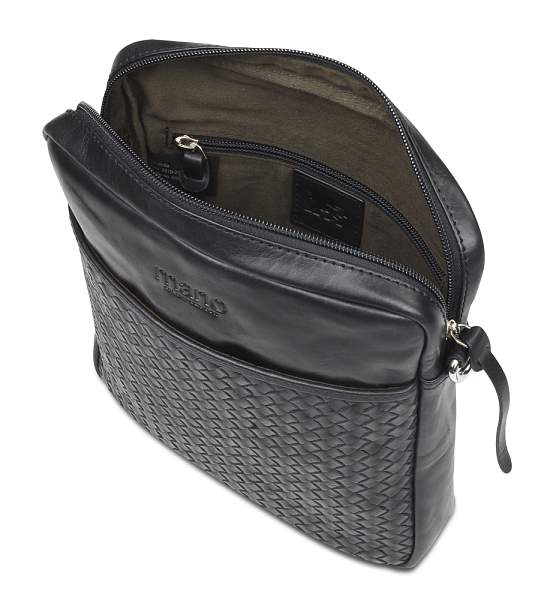 Сумка через плечо Mano "Don Luca", натуральная кожа в черном цвете, 23 х 26,5 х 4,5 см M191945801 MANO 1919, Артикул: M191945801 фото №1