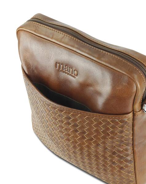 Сумка через плечо Mano "Don Luca", натуральная кожа в коньячном цвете, 23 х 26,5 х 4,5 см M191945802 MANO 1919, Артикул: M191945802 фото №1