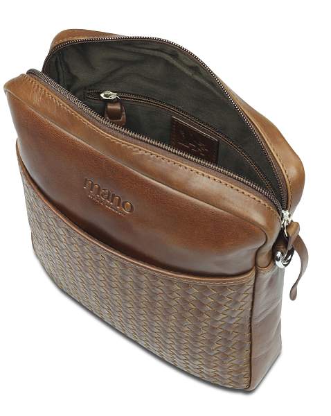 Сумка через плечо Mano "Don Luca", натуральная кожа в коньячном цвете, 23 х 26,5 х 4,5 см M191945802 MANO 1919, Артикул: M191945802 фото №1