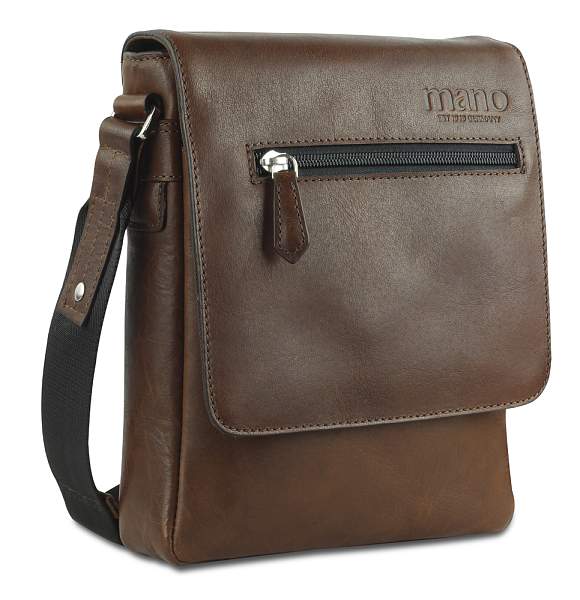 Сумка через плечо Mano "Don Valentino", натуральная кожа в коричневом цвете, 21 х 25 х 5 см M191940039 MANO 1919, Артикул: M191940039 фото №1