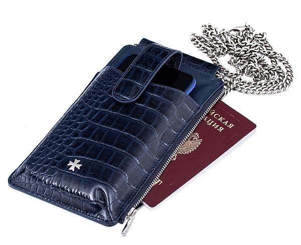 Сумочка для телефона 9244-N.Croco D.Blue  Vasheron, Артикул: 9244-N.Croco D.Blue фото №1