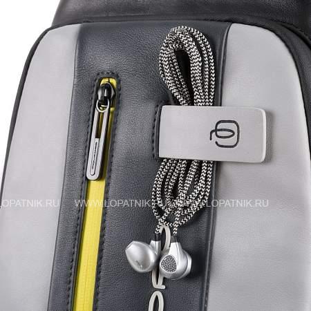рюкзак с одной лямкой piquadro ca4536ub00/grgr кожаный желто-серый Piquadro