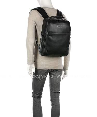 кожаный мужской бизнес-рюкзак piquadro черный Piquadro
