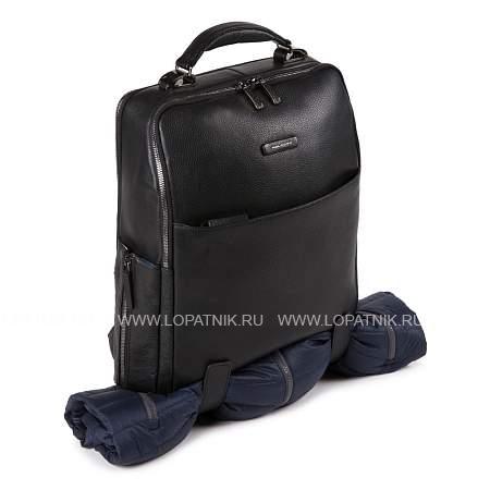 кожаный мужской бизнес-рюкзак piquadro черный Piquadro