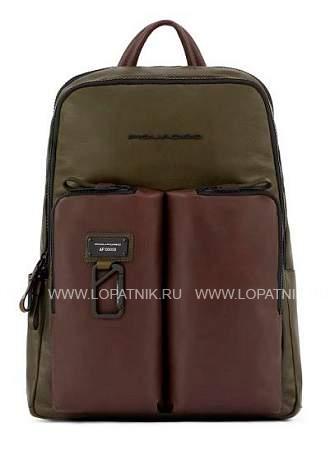 кожаный рюкзак piquadro мужской зелено-коричневый Piquadro