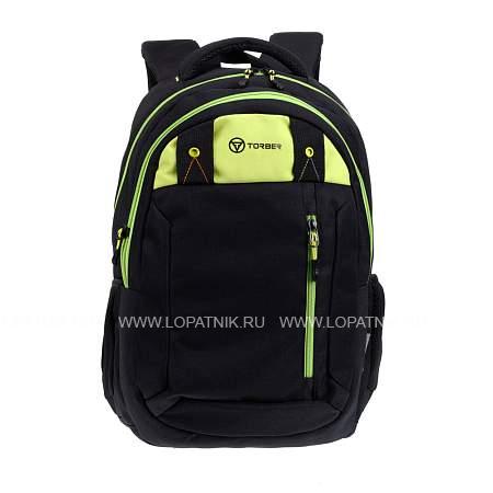рюкзак torber class x, черный с зеленой вставкой, полиэстер 900d, 45 x 32 x 16 см t5220-22-blk-grn Torber