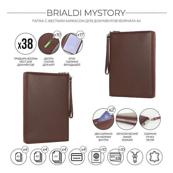 Папка для документов А4 с жесткой формой BRIALDI Mystory (Моя история) relief mauve BR53485SK Бордовый Brialdi, Артикул: BR53485SK фото №1