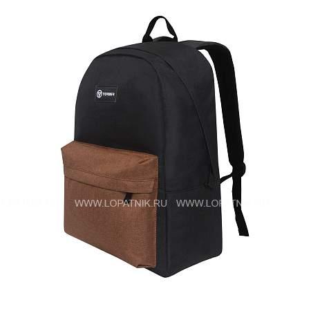 рюкзак torber graffi, черный с карманом коричневого цвета, полиэстер меланж, 42 х 29 x 19 см t8965-blk-brw Torber