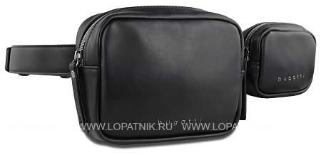 сумка на пояс bugatti almata, с кошельком, чёрная, полиуретан, 29x5x13 см 49665001 BUGATTI