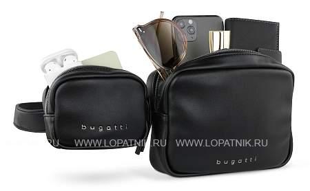 сумка на пояс bugatti almata, с кошельком, чёрная, полиуретан, 29x5x13 см 49665001 BUGATTI
