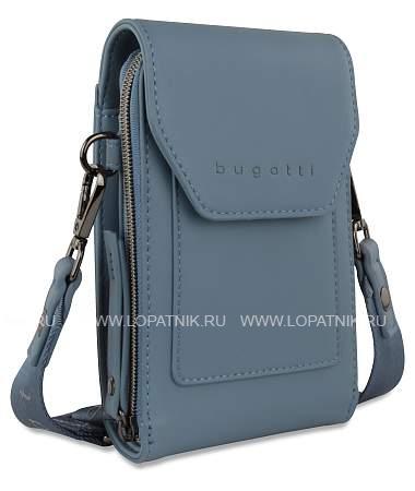 сумка наплечная bugatti almata, голубая, полиуретан, 11х4х19 см 49665339 BUGATTI