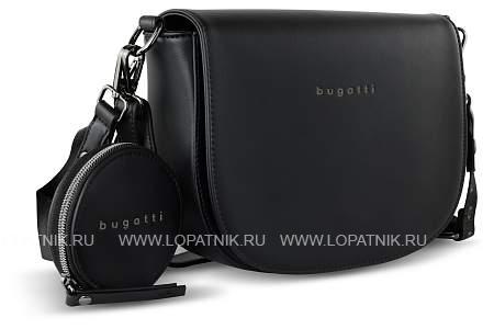 сумка наплечная женская bugatti almata, с кошельком, чёрная, полиуретан, 27х6х18,5 см 49665801 BUGATTI