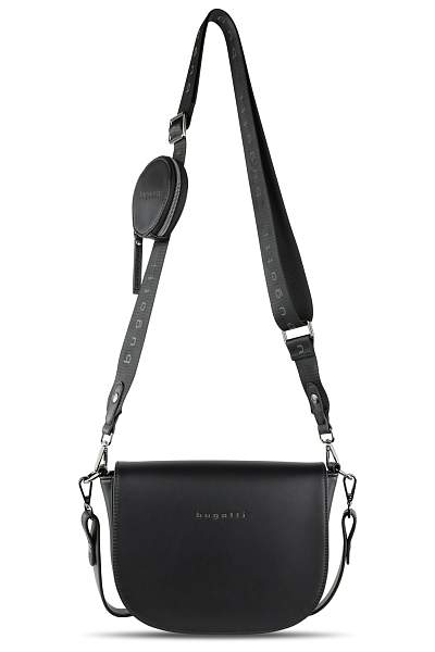 Сумка наплечная женская BUGATTI Almata, с кошельком, чёрная, полиуретан, 27х6х18,5 см 49665801 BUGATTI, Артикул: 49665801 фото №1