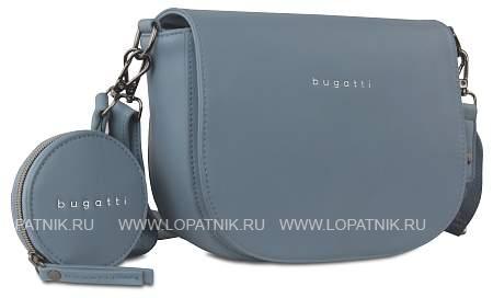 сумка наплечная женская bugatti almata, с кошельком, голубая, полиуретан, 27х6х18,5 см 49665839 BUGATTI