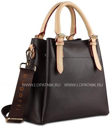 сумка женская bugatti ella, тёмно-коричневая, полиуретан, 27х12х23,5 см 49362002 BUGATTI