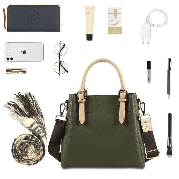 Сумка женская BUGATTI Ella, оливковая, полиуретан, 27х12х23,5 см 49362084 BUGATTI, Артикул: 49362084 фото №1