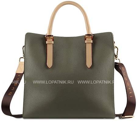 сумка-портфель женская bugatti ella, оливковая, полиуретан, 30х11,5х28 см 49362184 BUGATTI