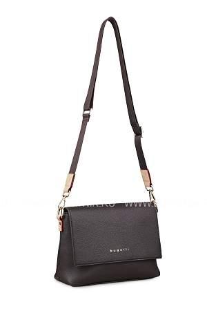сумка наплечная женская bugatti ella, тёмно-коричневая, полиуретан, 27х9х20,5 см 49662802 BUGATTI