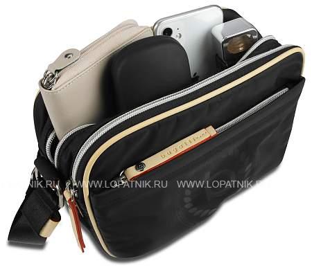 сумка кросс-боди женская bugatti lido, чёрная, полиэстер, 24х9х17 см, 3,6 л 49360401 BUGATTI