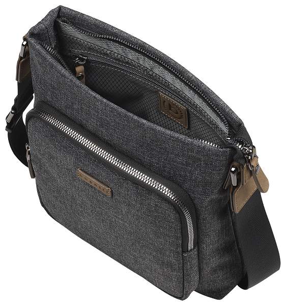 Сумка наплечная мужская BUGATTI Luce, серая, полиэстер, 24х5х25,5 см 49650049 BUGATTI, Артикул: 49650049 фото №1