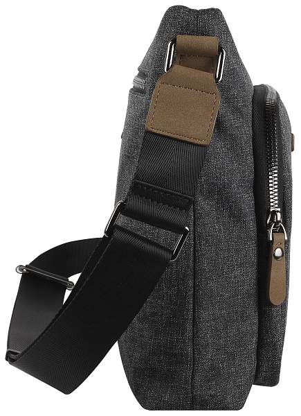 Сумка наплечная мужская BUGATTI Luce, серая, полиэстер, 24х5х25,5 см 49650049 BUGATTI, Артикул: 49650049 фото №1