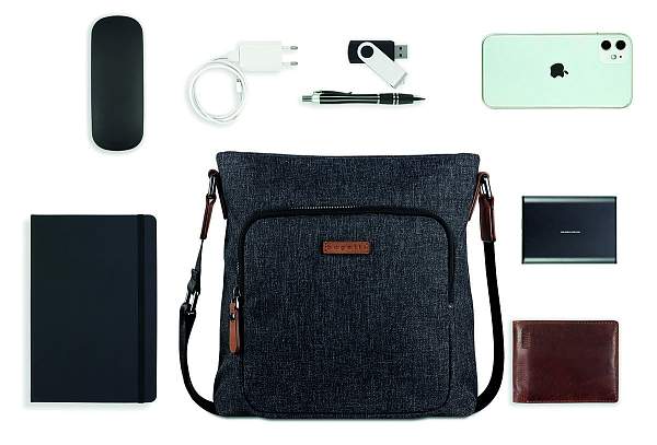 Сумка наплечная мужская BUGATTI Luce, серая, полиэстер, 24х5х25,5 см 49650049 BUGATTI, Артикул: 49650049 фото №1