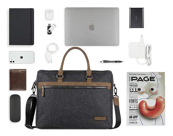 Портфель мужской BUGATTI Luce 16'', серый, полиэстер, 40х8х31,5 см 49650249 BUGATTI, Артикул: 49650249 фото №1