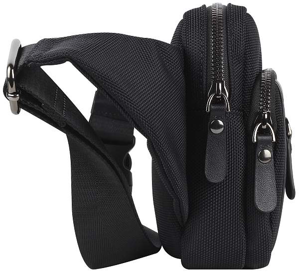 Сумка на пояс BUGATTI Nero, чёрная, нейлон 1680D/кожа, 20,5х6х15 см 49640301 BUGATTI, Артикул: 49640301 фото №1