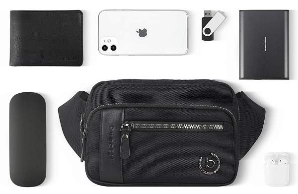 Сумка на пояс BUGATTI Nero, чёрная, нейлон 1680D/кожа, 20,5х6х15 см 49640301 BUGATTI, Артикул: 49640301 фото №1