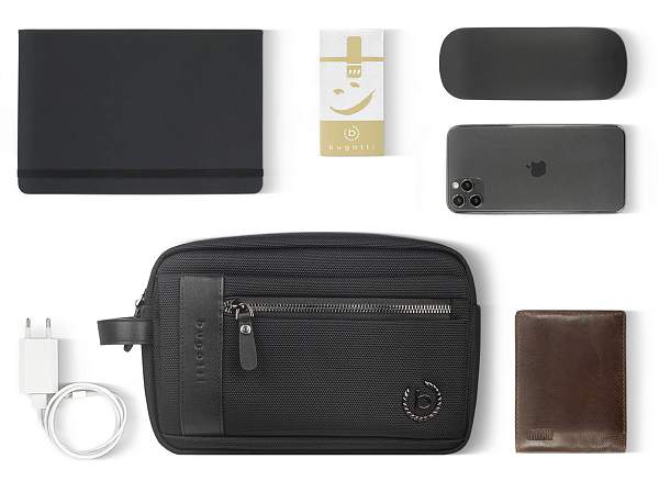 Несессер мужской BUGATTI Nero, чёрный, нейлон 1680D/кожа, 24х7,5х16 см 49640401 BUGATTI, Артикул: 49640401 фото №1