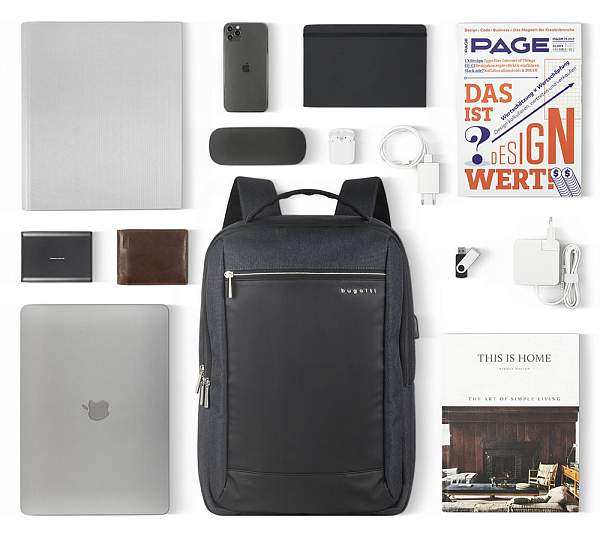 Рюкзак мужской BUGATTI Sera 15'', антрацитовый, полиэстер, 32х12х46 см 49630013 BUGATTI, Артикул: 49630013 фото №1