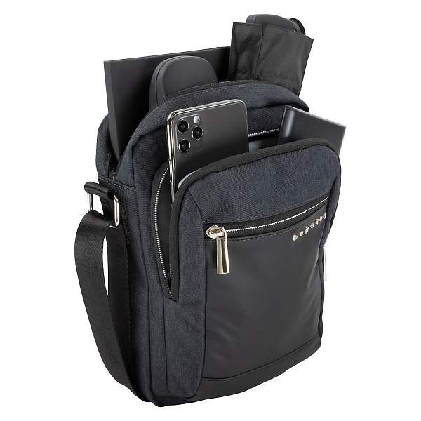 Сумка наплечная мужская BUGATTI Sera, антрацитовая, полиэстер, 21х6х26,5 см 49630113 BUGATTI, Артикул: 49630113 фото №1