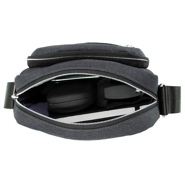 Сумка наплечная мужская BUGATTI Sera, антрацитовая, полиэстер, 21х6х26,5 см 49630113 BUGATTI, Артикул: 49630113 фото №1