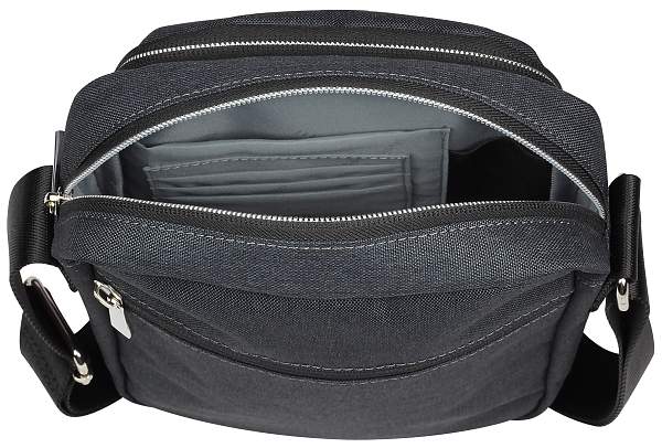 Сумка наплечная мужская BUGATTI Sera, антрацитовая, полиэстер, 21х6х26,5 см 49630113 BUGATTI, Артикул: 49630113 фото №1