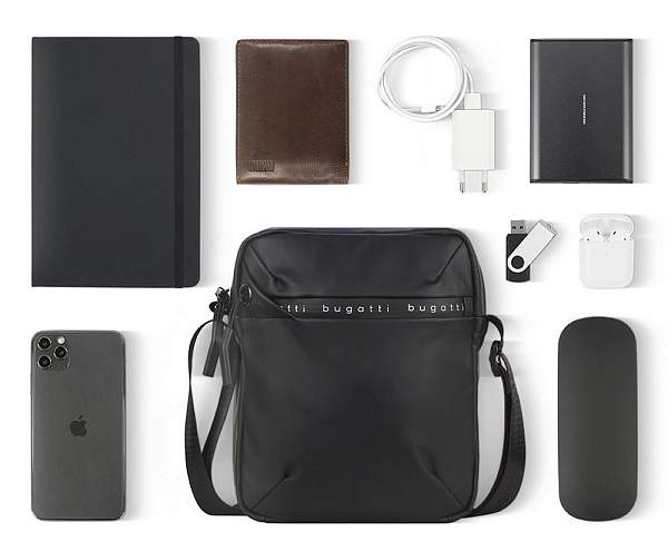 Сумка наплечная BUGATTI Blanc, чёрная, тарпаулин/полиэстер, 17х4,5х21 см 49660201 BUGATTI, Артикул: 49660201 фото №1