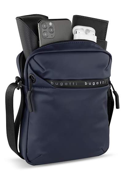 Сумка наплечная BUGATTI Blanc, синяя, тарпаулин/полиэстер, 17х4,5х21 см 49660205 BUGATTI, Артикул: 49660205 фото №1