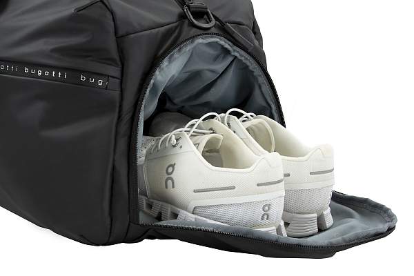 Сумка спортивная BUGATTI Blanc, чёрная, тарпаулин/полиэстер, 52х26х27,5 см 49660301 BUGATTI, Артикул: 49660301 фото №1