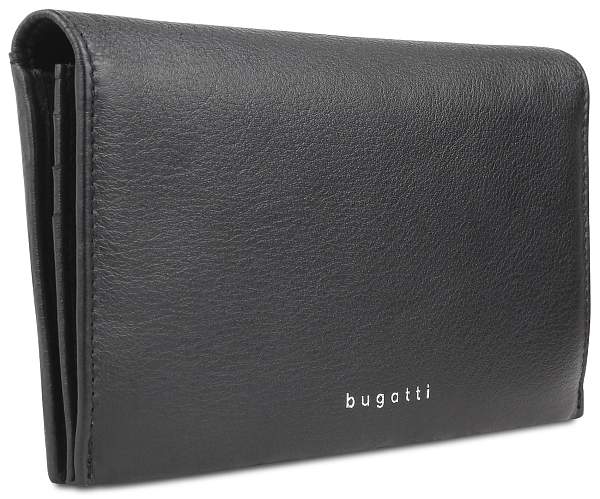 Кошелёк женский BUGATTI Lady Top, чёрный, натуральная воловья кожа, 19,5х2х10 см 49610001 BUGATTI, Артикул: 49610001 фото №1
