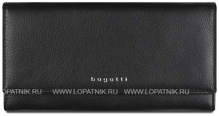 кошелёк женский bugatti lady top, чёрный, натуральная воловья кожа, 20х2,5х10,5 см 49610301 BUGATTI