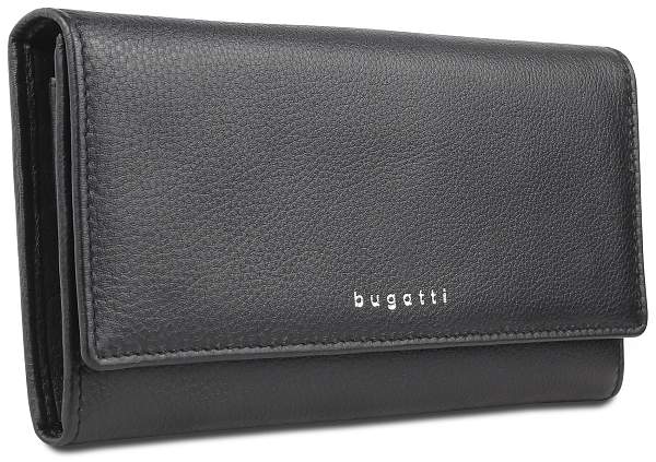 Кошелёк женский BUGATTI Lady Top, чёрный, натуральная воловья кожа, 20х2,5х10,5 см 49610301 BUGATTI, Артикул: 49610301 фото №1