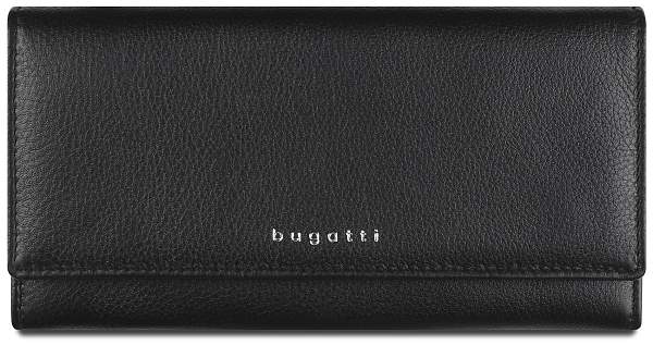 Кошелёк женский BUGATTI Lady Top, чёрный, натуральная воловья кожа, 20х2,5х10,5 см 49610301 BUGATTI, Артикул: 49610301 фото №1