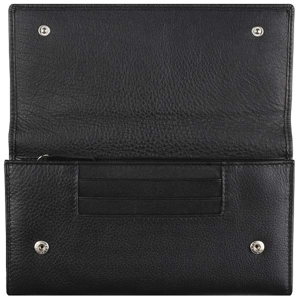 Кошелёк женский BUGATTI Lady Top, чёрный, натуральная воловья кожа, 20х2,5х10,5 см 49610301 BUGATTI, Артикул: 49610301 фото №1