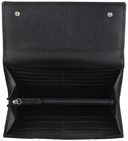 Кошелёк женский BUGATTI Lady Top, чёрный, натуральная воловья кожа, 20х2,5х10,5 см 49610301 BUGATTI, Артикул: 49610301 фото №1