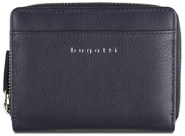 Кошелёк женский BUGATTI Lady Top, на молнии, тёмно-синий, натуральная воловья кожа, 12х2,5х9 см 49610505 BUGATTI, Артикул: 49610505 фото №1