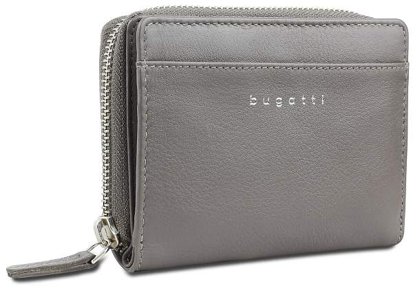 Кошелёк женский BUGATTI Lady Top, на молнии, серый, натуральная воловья кожа, 12х2,5х9 см 49610544 BUGATTI, Артикул: 49610544 фото №1