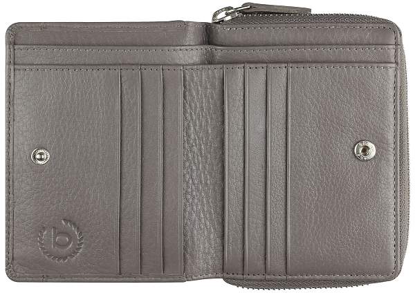 Кошелёк женский BUGATTI Lady Top, на молнии, серый, натуральная воловья кожа, 12х2,5х9 см 49610544 BUGATTI, Артикул: 49610544 фото №1