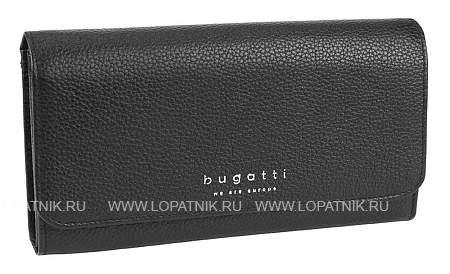кошелёк женский bugatti linda, чёрный, натуральная воловья кожа, 19х3х10 см 49367701 BUGATTI