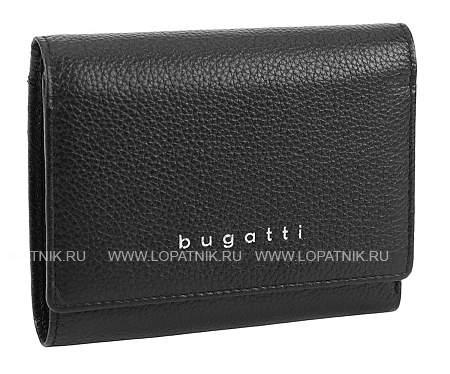 кошелёк женский bugatti linda, чёрный, натуральная воловья кожа, 12х3х9,5 см 49367901 BUGATTI